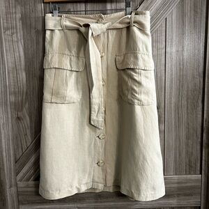 VTG  Inwear High-Quality Linen and Silk Blend Utility Safari Chic classic Skirt